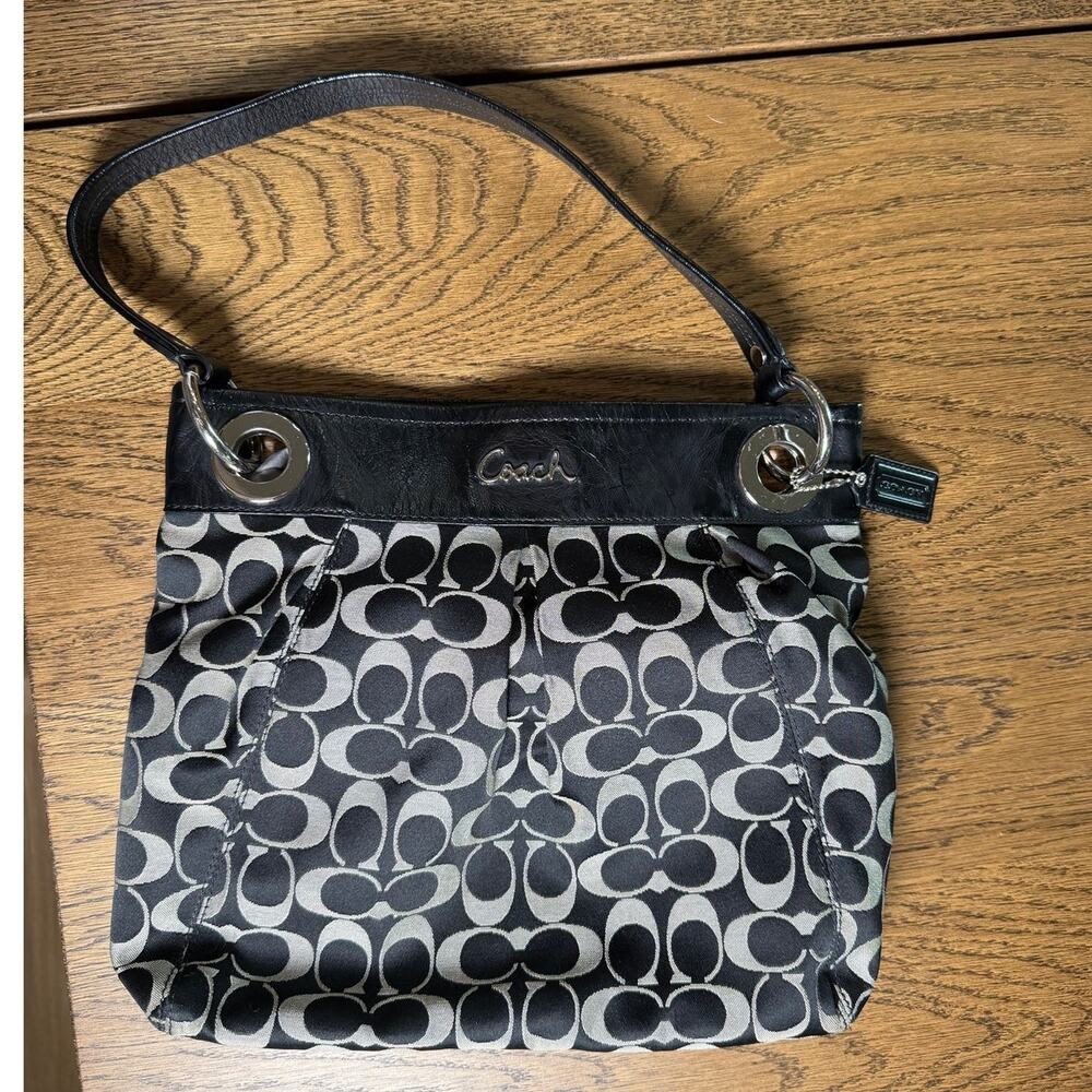 Vintage Coach Signature Hobo Ashley Shoulder Bag Black